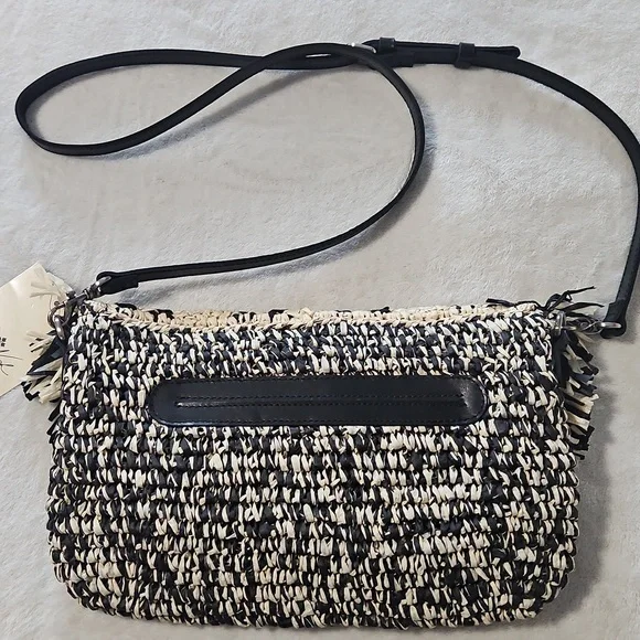 Patricia Nash Loulia Clutch/Crossbody Bag: Woven Straw Natural & Black - Picture 5 of 10
